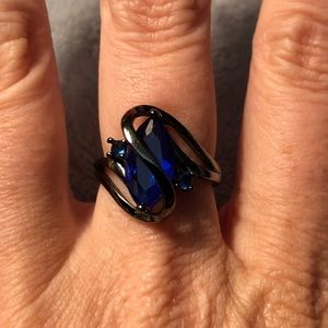 Sterling Silver Ring with Simulated Sapphire